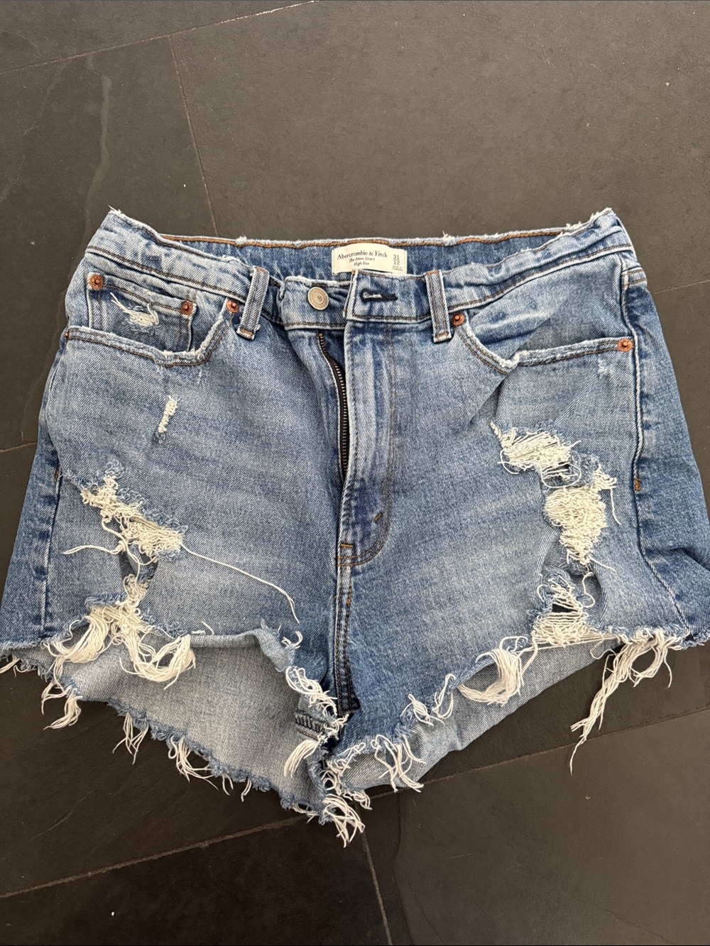 Abercrombie & Fitch Light Blue Distressed Denim Shorts